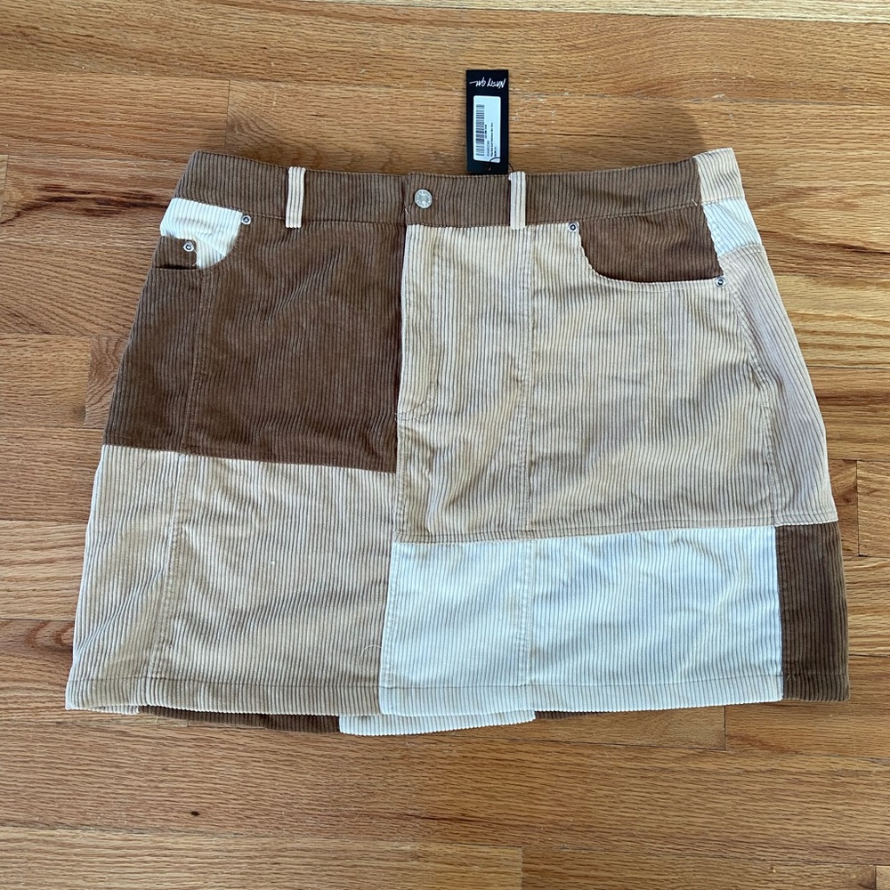 (NEW) Nasty Gal Corduroy Patchwork Mini Skirt